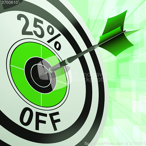 Image of 25 Percent Off Shows Percentage Reduction On Price