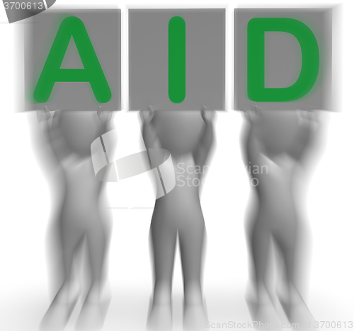 Image of Aid Placards Shows First Aid Assistance And Support