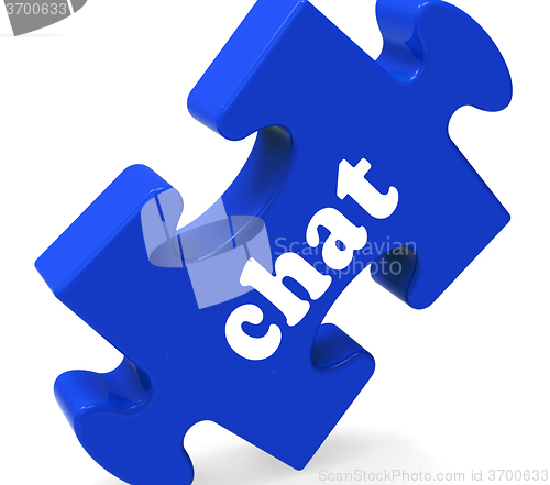 Image of Chat Jigsaw Shows Chatting Typing Or Texting