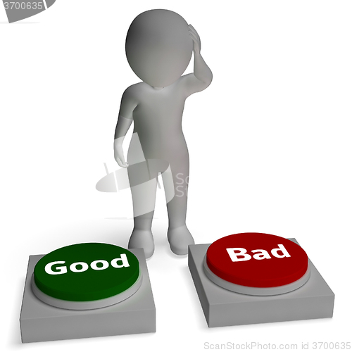 Image of Good Bad Buttons Shows Approve Or Reject