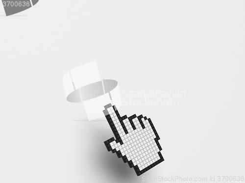 Image of Cursor Hand On White Background Shows Blank Copyspace Website