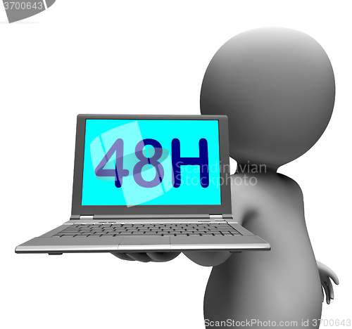 Image of Forty Eight Hour Laptop Character Shows 48h Delivery Or Service