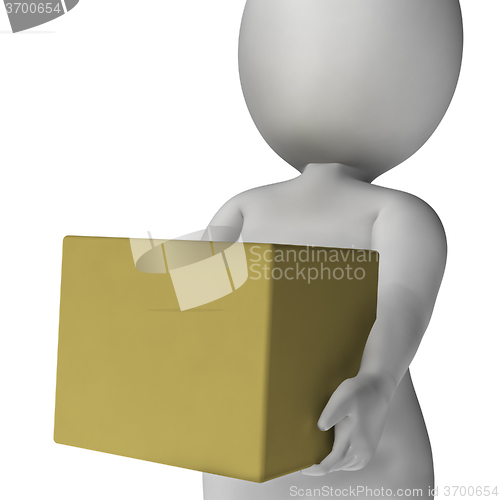 Image of Man Holding Box Showing Delivery And Carrying Packages