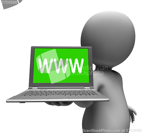 Image of Www Laptop And Character Shows Online Internet Web Or Net