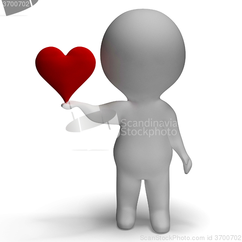 Image of Heart And 3d Character Showing Love For Girlfriend