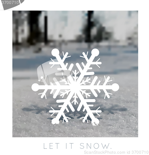Image of Vector snowflake on a blurred background 