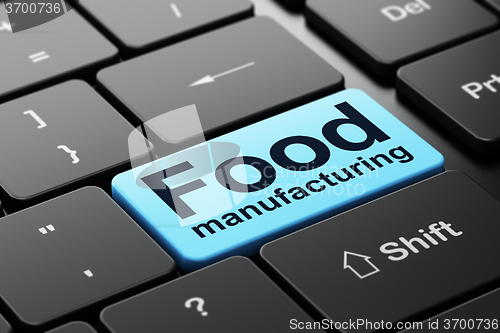 Image of Manufacuring concept: Food Manufacturing on computer keyboard background