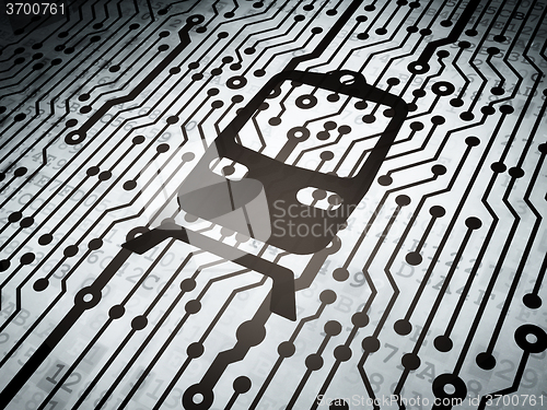 Image of Tourism concept: circuit board with Train