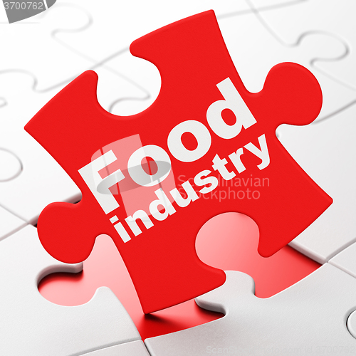 Image of Manufacuring concept: Food Industry on puzzle background