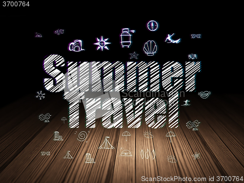 Image of Tourism concept: Summer Travel in grunge dark room