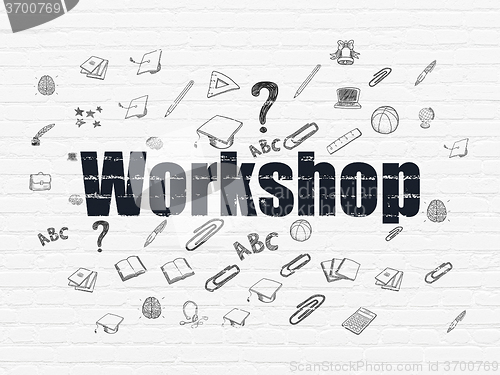 Image of Studying concept: Workshop on wall background