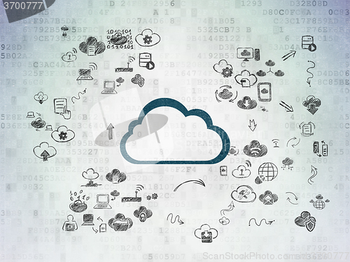 Image of Cloud computing concept: Cloud on Digital Paper background