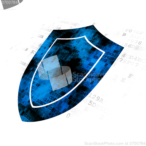 Image of Safety concept: Shield on Digital background