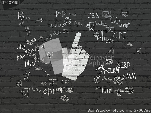 Image of Web design concept: Mouse Cursor on wall background