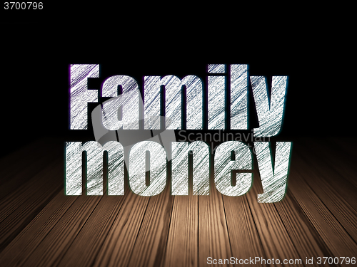 Image of Money concept: Family Money in grunge dark room
