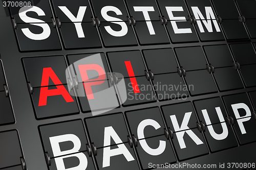 Image of Software concept: Api on airport board background