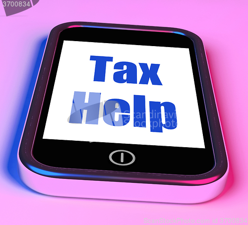 Image of Tax Help On Phone Shows Taxation Advice Online