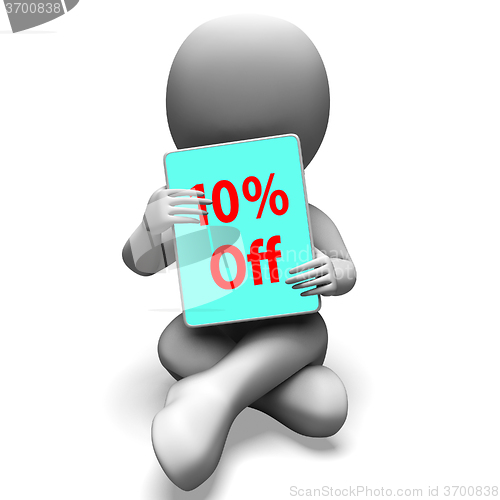 Image of Ten Percent Off Tablet Means 10% Discount Or Sale Online