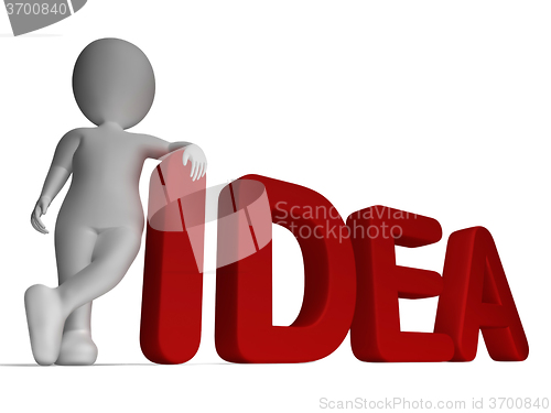 Image of Idea Word And 3d man Shows Thoughts And Invention