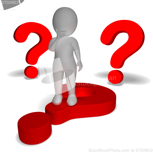 Image of Question Marks Around Man Shows Confusion And Unsure