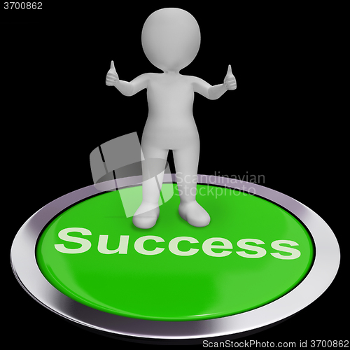 Image of Success Button Shows Achievements Strategy And Determination