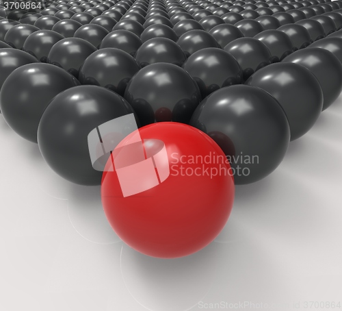 Image of Leading Metallic Ball Shows Leadership Or Acheiving