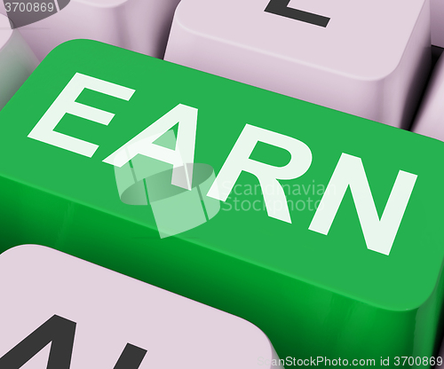 Image of Earn Key Shows Earning Or Getting Work Online