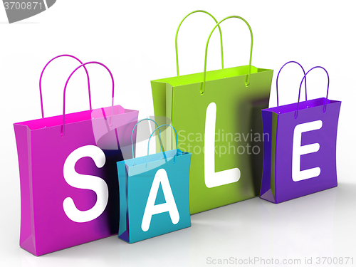 Image of Sale On Shopping Bags Shows Bargains And Promotions