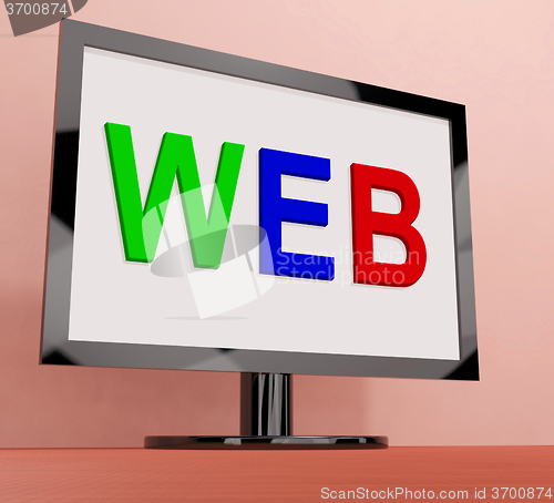 Image of Web On Monitor Shows Internet Www Or Net