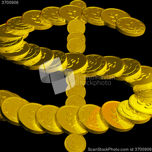 Image of Coins Dollar Symbol Showing American Finances