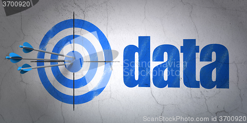 Image of Information concept: target and Data on wall background