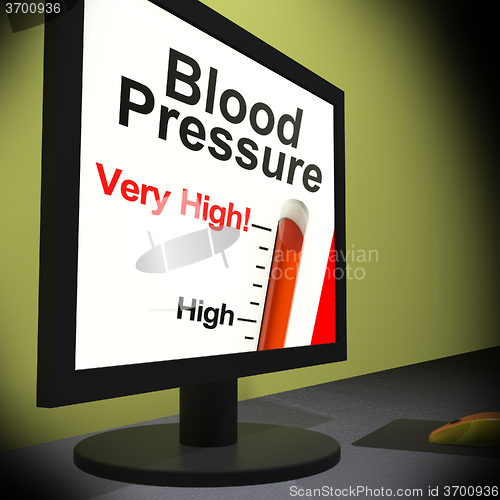 Image of Blood Pressure On Monitor Showing Very High Levels Or Unhealthy