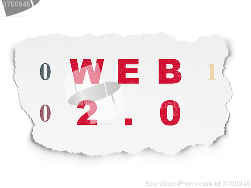 Image of Web development concept: Web 2.0 on Torn Paper background