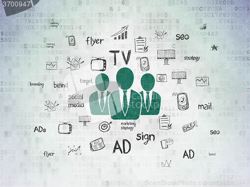 Image of Marketing concept: Business People on Digital Paper background