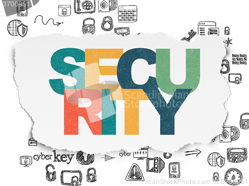 Image of Security concept: Security on Torn Paper background