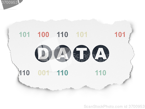 Image of Data concept: Data on Torn Paper background