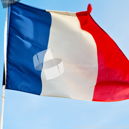 Image of french waving flag in the blue sky  france  colour and wave