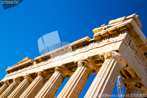 Image of statue acropolis athens      historical     old architecture 