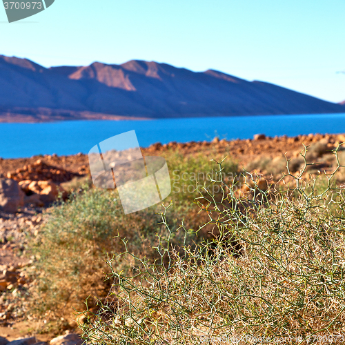 Image of lake  in    valley  morocco  africa the atlas dry mountain utili