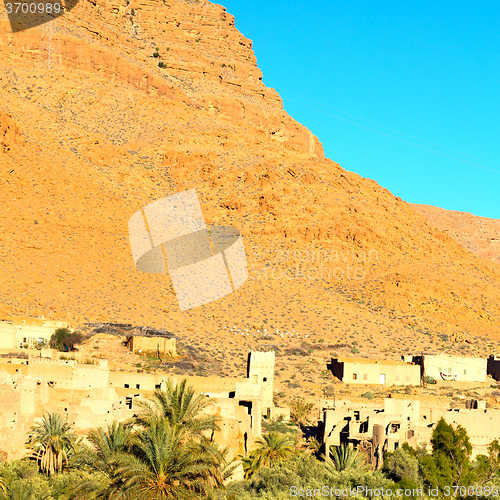 Image of construction  in    valley  morocco    africa the atlas dry moun