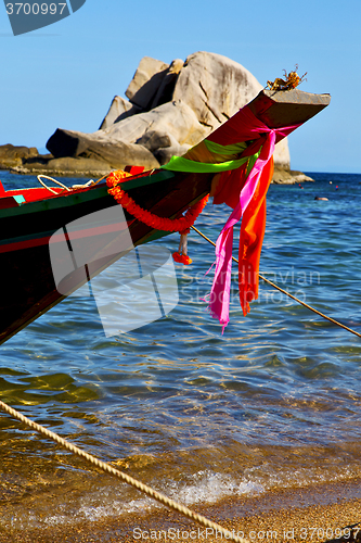 Image of prow in the  kho tao bay isle white     thailand  and south chin