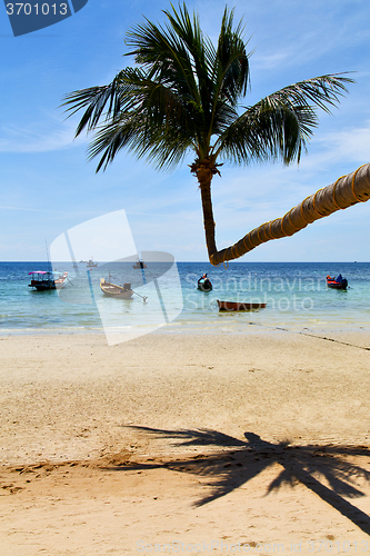 Image of sun ligt asia   the  kho tao bay    rocks  boat   thailand  