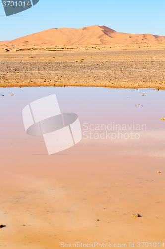 Image of sunshine in the lake   morocco sand and     dune