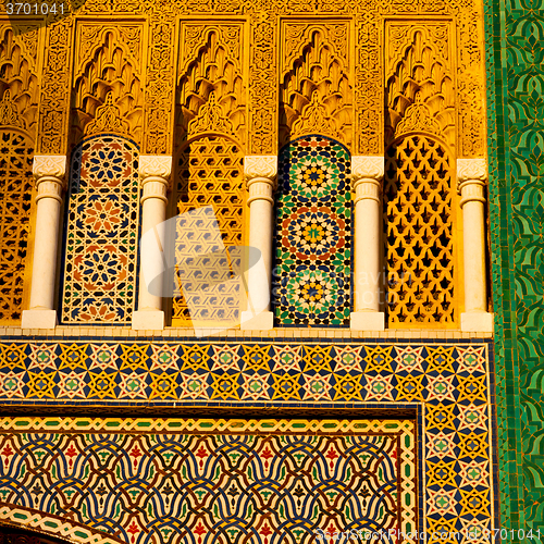 Image of old door in morocco africa ancien and wall ornate brown