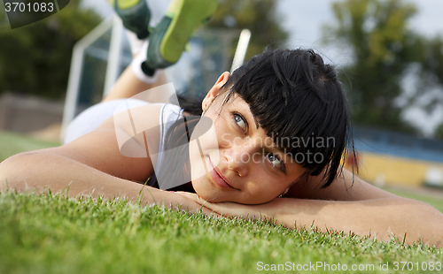 Image of dreamy young woman face