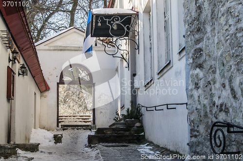 Image of Old street in Tallinn, winter view