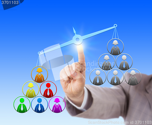 Image of Multicolored Work Team Outweighing Unicolored One