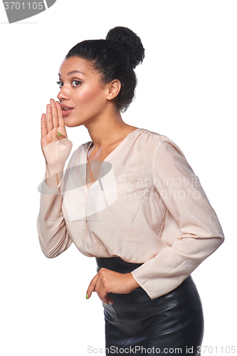 Image of Business woman whispering gossip