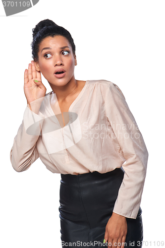 Image of Business woman listening to gossip