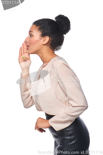 Image of Business woman whispering gossip